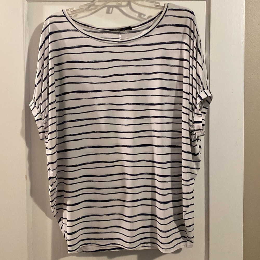 Navy Blue and White Top